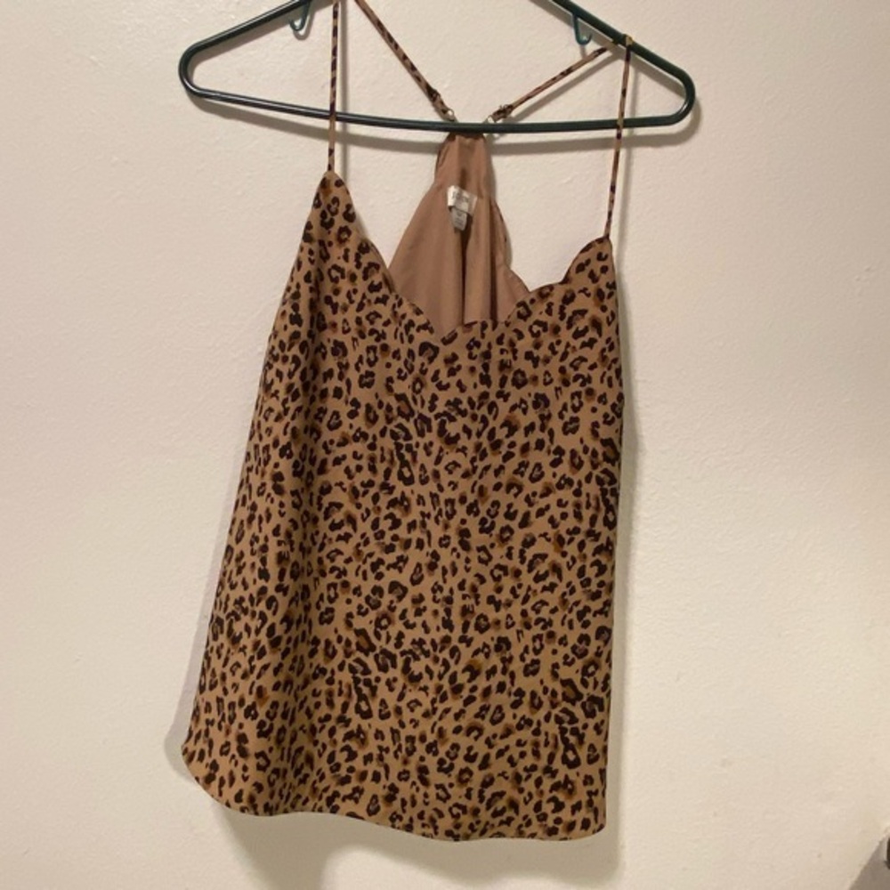 J.Crew Factory‎ Shirt Women’s Size 12 Spaghetti Straps Animal Print Polyester